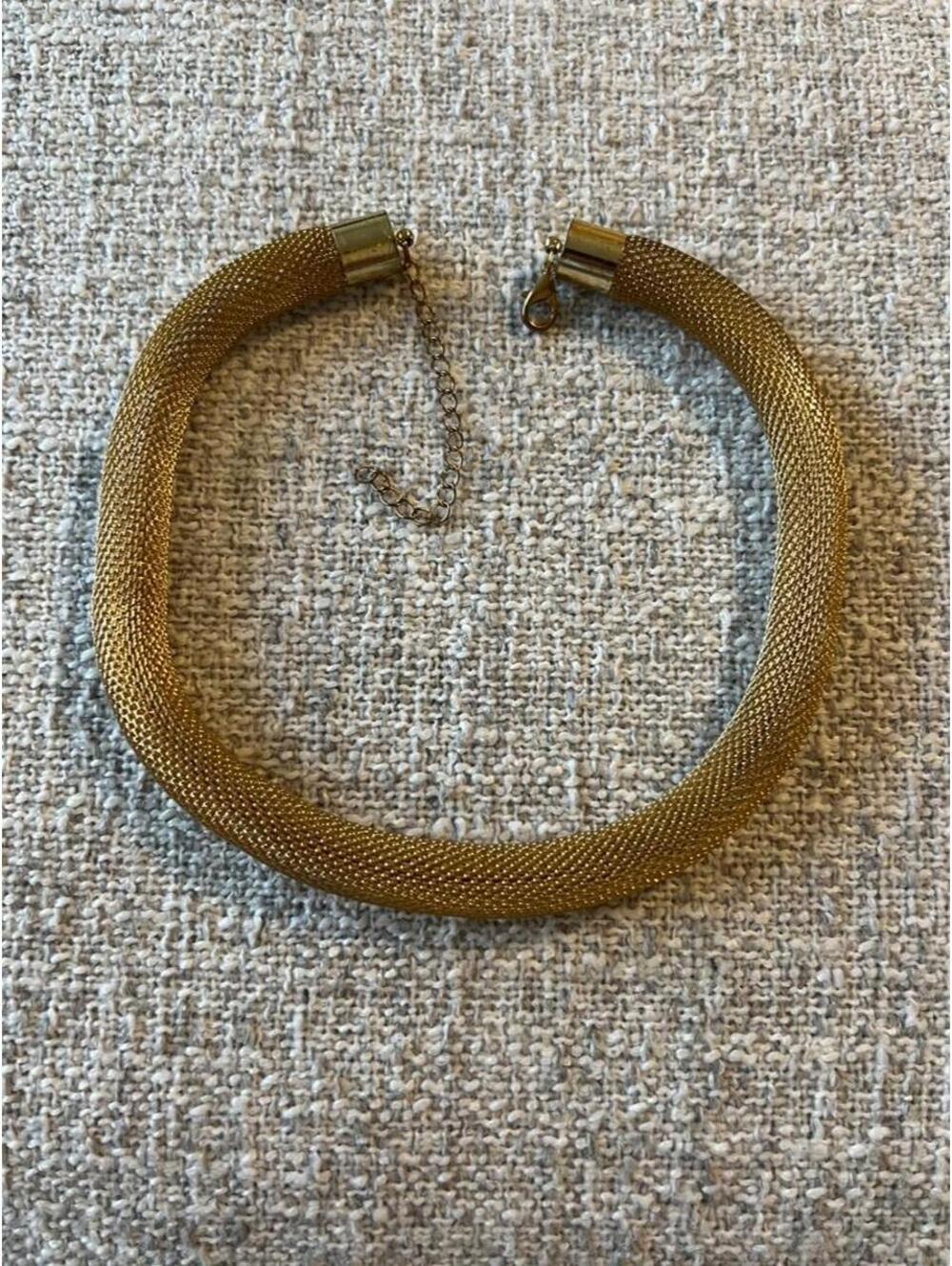 Mesh Gold Tone Choker Necklace